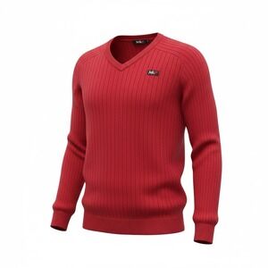 Abercrombie Fitch Mens Red V Neck Sweater Knit Long Sleeve A F 92 Logo  Vintage